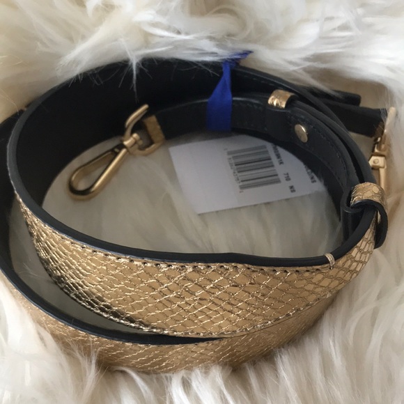 NWT Michael Kors Gold Guitar Strap Snake embossed - Picture 4 of 8